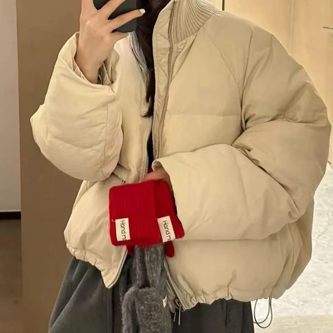 【JOYE】刺绣标针织拼接立领羽绒服外套ABQY227