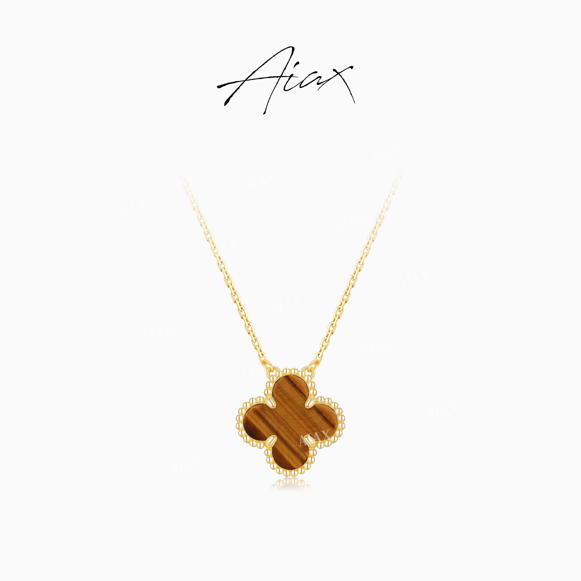 AIAX 925银 镀K金 时尚感双面镶嵌坠链气质轻奢百搭项链TSJ9320