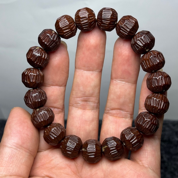 紫金鼠菩提籽雕刻【刀痕无相】佛珠文玩手串男女款菩提手链手串