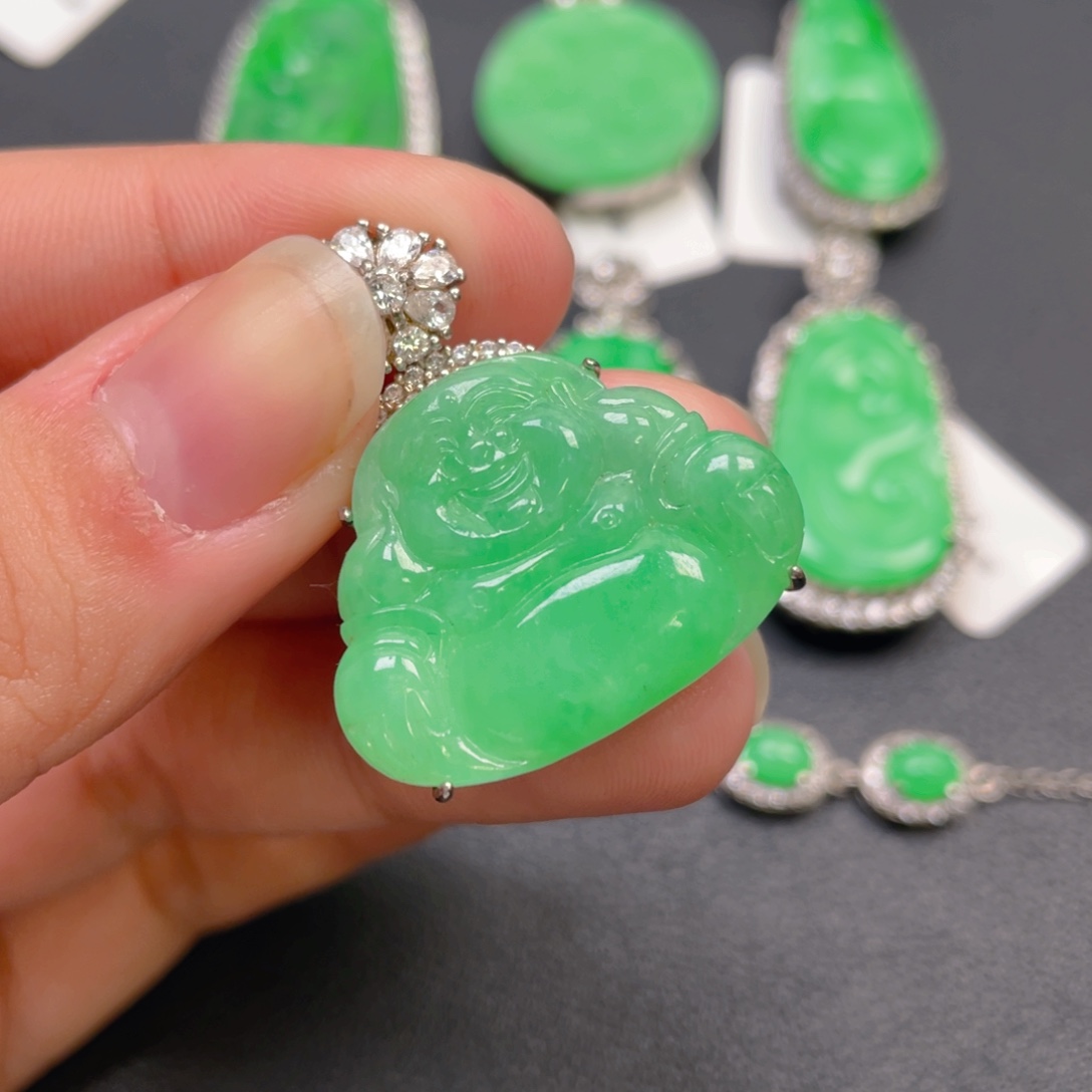 翡翠银S925镶嵌颈饰