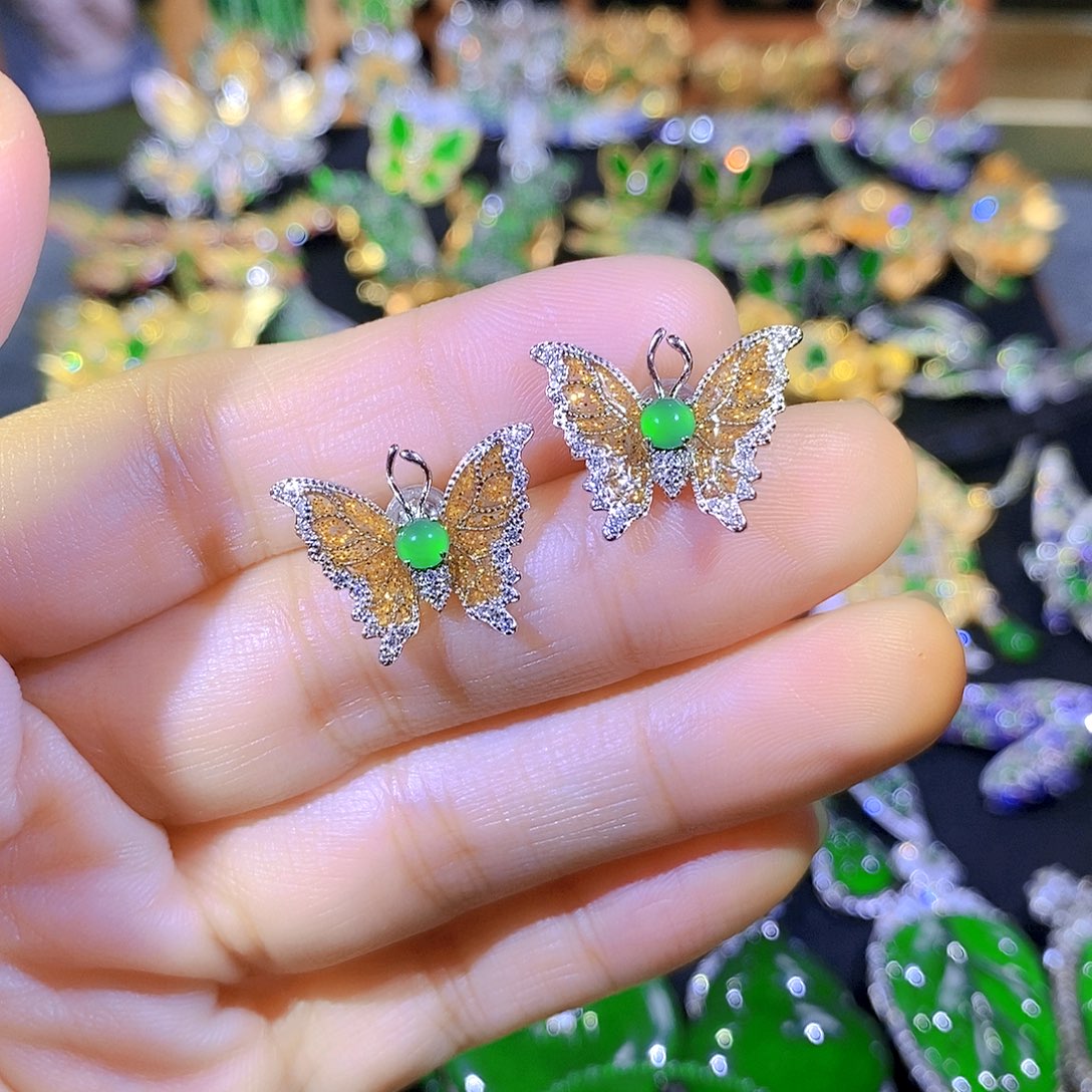 吊坠(不含链)银S925镶嵌翡翠