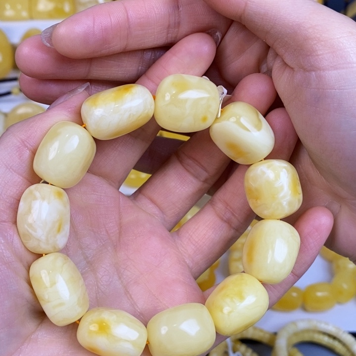 蜜蜡手链未镶嵌大**长天然无优化琥珀蜜蜡