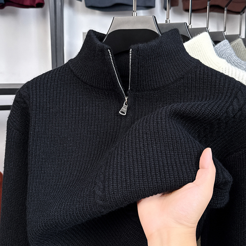【半拉链】秋冬半高领套头毛衣男装上衣百搭针织衫加厚保暖毛衣02
