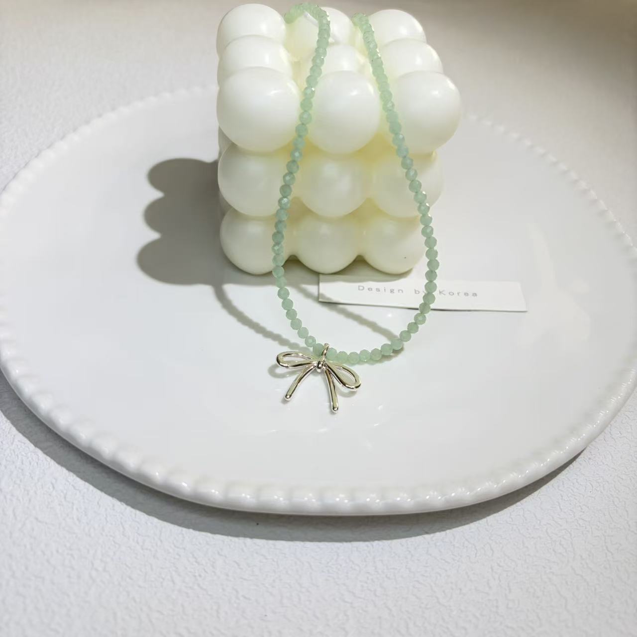 铜合金项链 百搭蝴蝶结-2-2.5mm设计师款锁骨链 串珠细项链