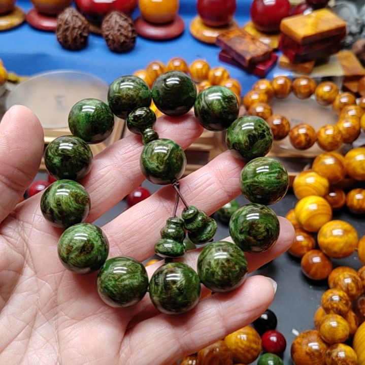 松木真*琥珀木手串水墨丹青1.8尺寸