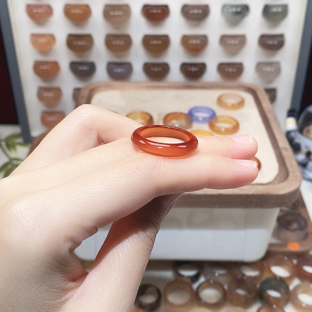 ****花玛瑙/玉髓未镶嵌戒指港19