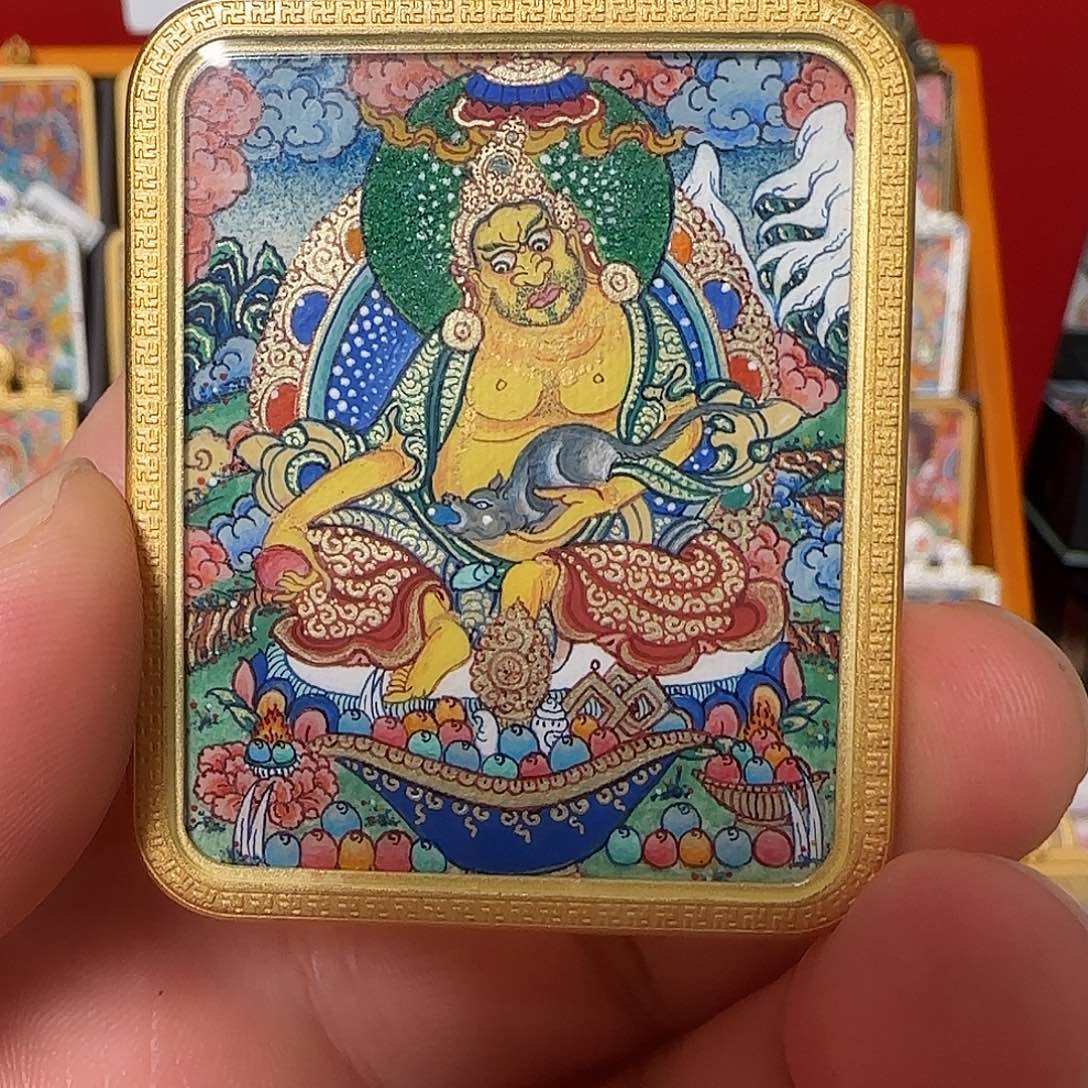 吊坠漏！黄财神唐卡（原2180）