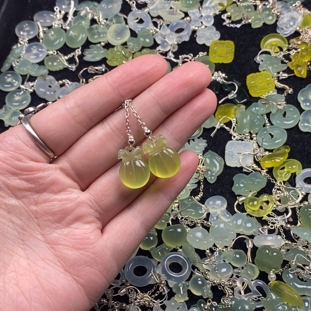 蛇纹石玉未镶嵌挂件耳饰耳环项链