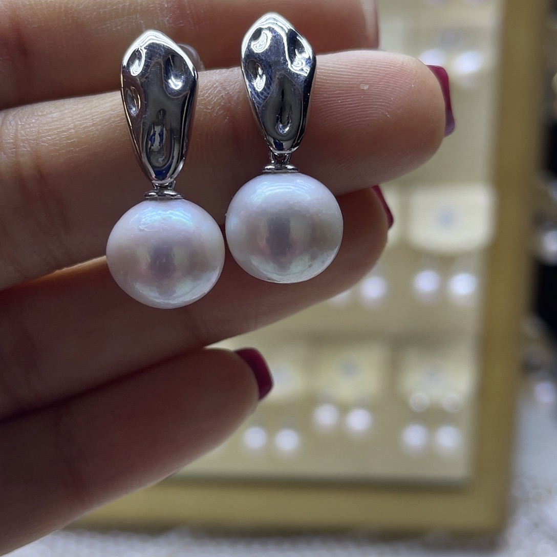 淡水珍珠耳饰银S925镶嵌