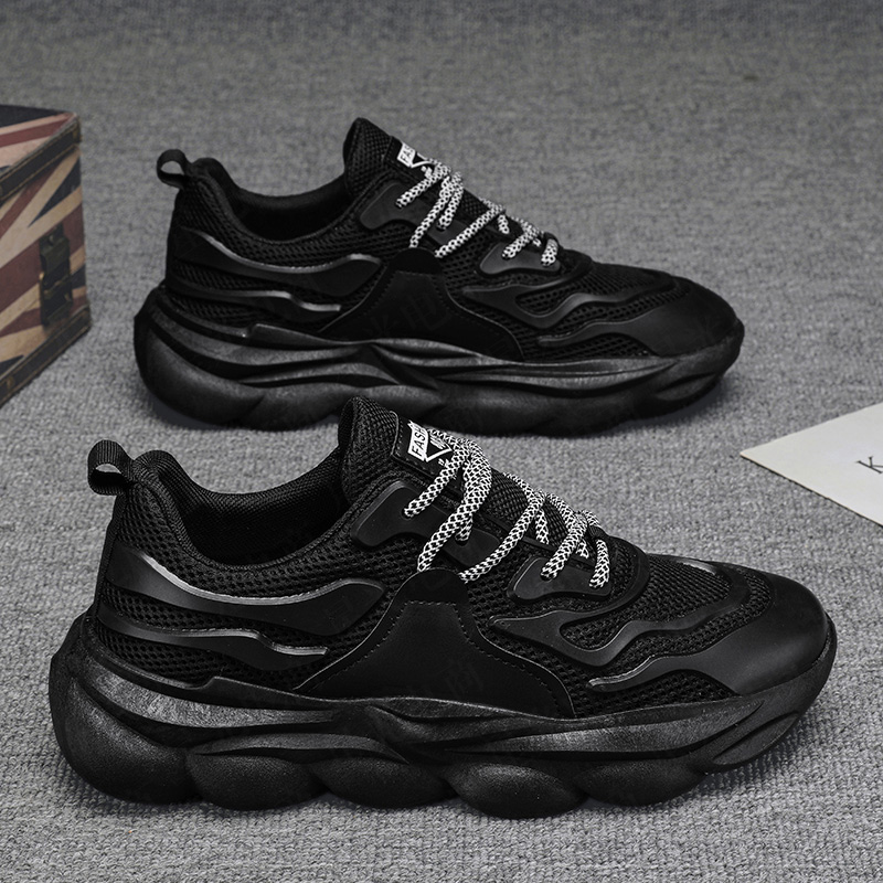 啄木鸟男士耐磨网面运动鞋秋季爆款透气黑色休闲鞋休闲增高老爹鞋