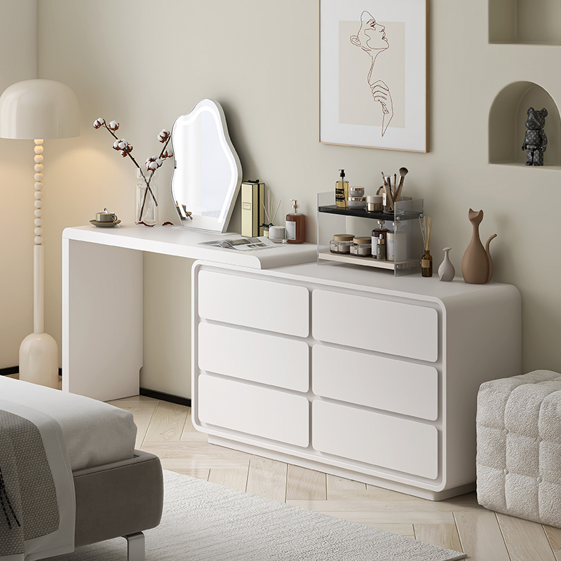 奶油风斗柜梳妆台一体实木卧室床尾收纳储物化妆柜2025新款落地柜