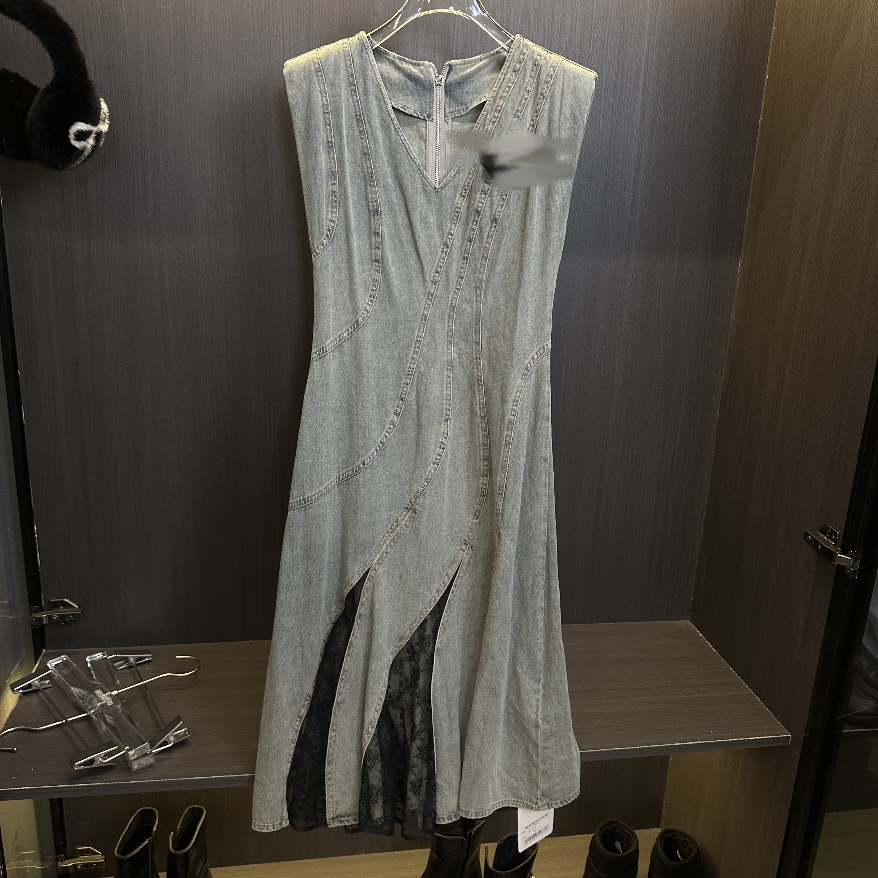 现【莎莎】休闲百搭牛仔蕾丝裙070190