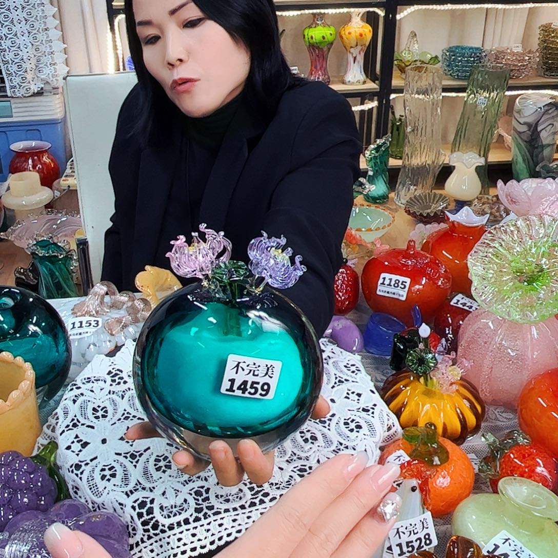 快***子2花1叶1瓶不完美家悦美居琉璃摆件