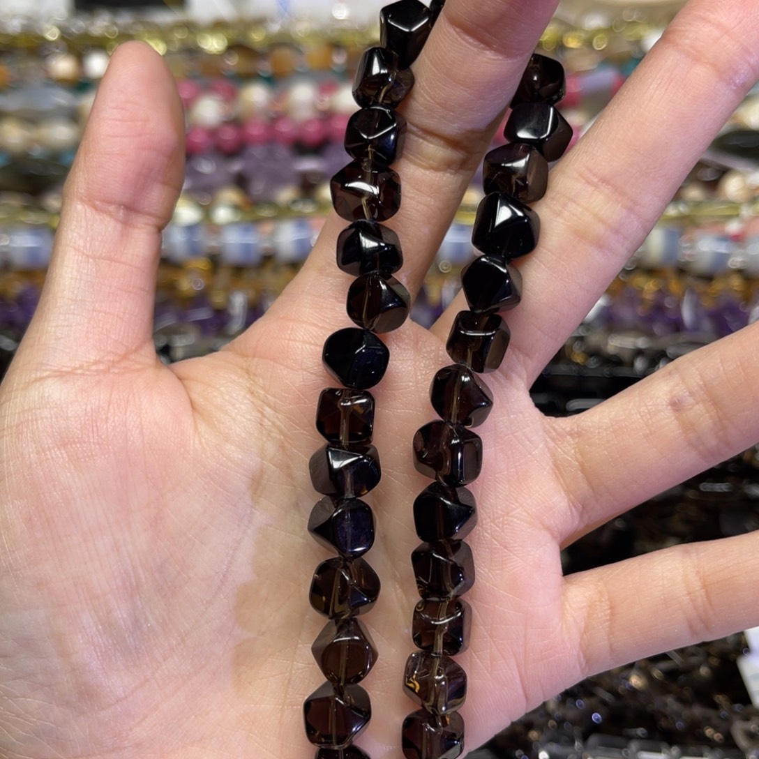 玛瑙/玉髓散珠天然茶晶卡10长条38厘米