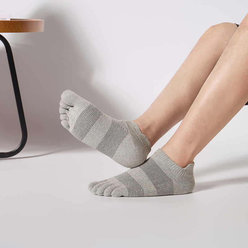 五指袜男短袜加厚运动夏季纯棉透气提耳女士袜子健身跑步分趾船袜
