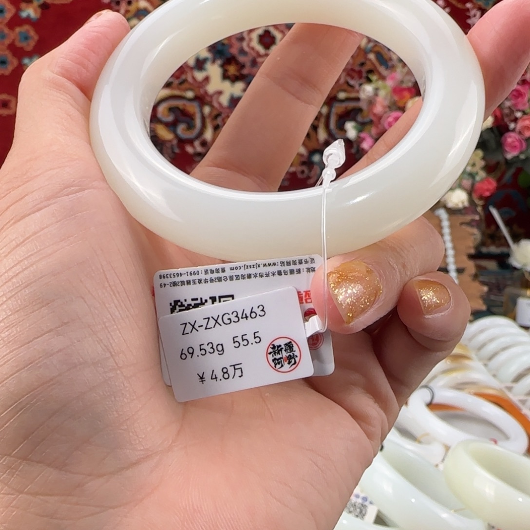 和田玉未镶嵌手镯上等优雅和田玉手镯55.5