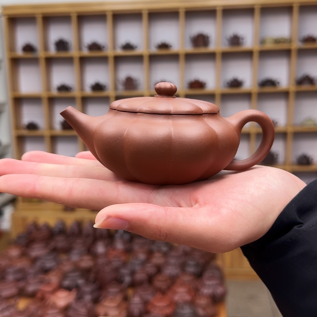 紫砂茶壶筋纹扁晨200cc