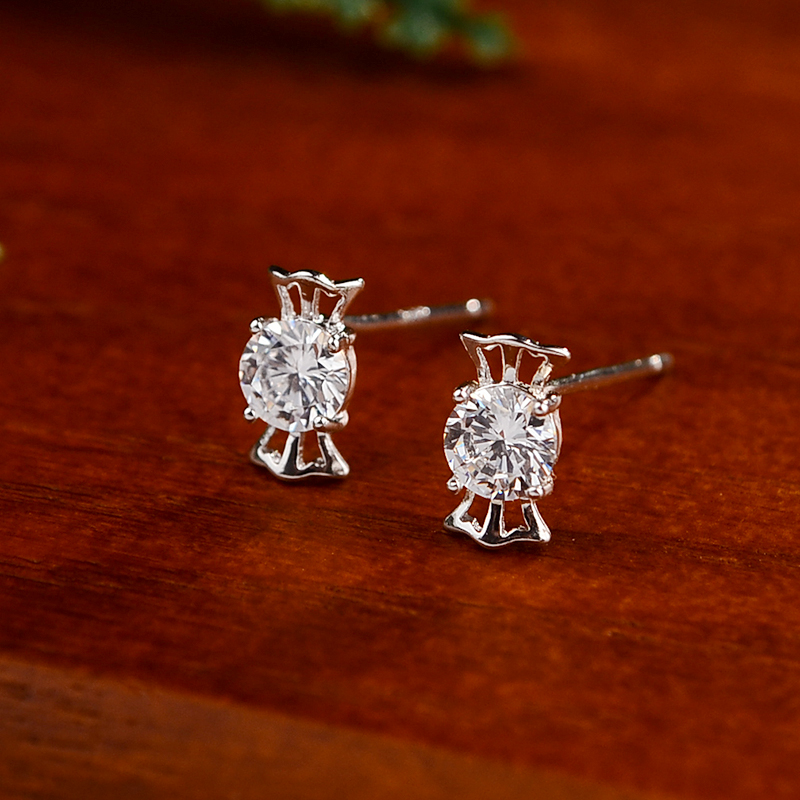 925银合成锆石耳饰 【六福托钻】糖果合成氧化锆银耳钉--YS10268