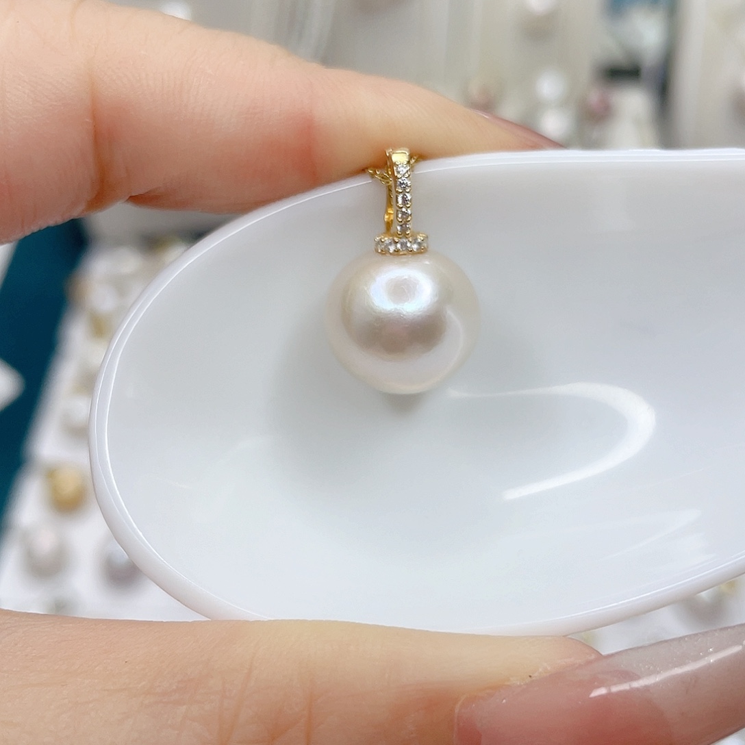 淡水珍珠银S925镶嵌吊坠(不含链)