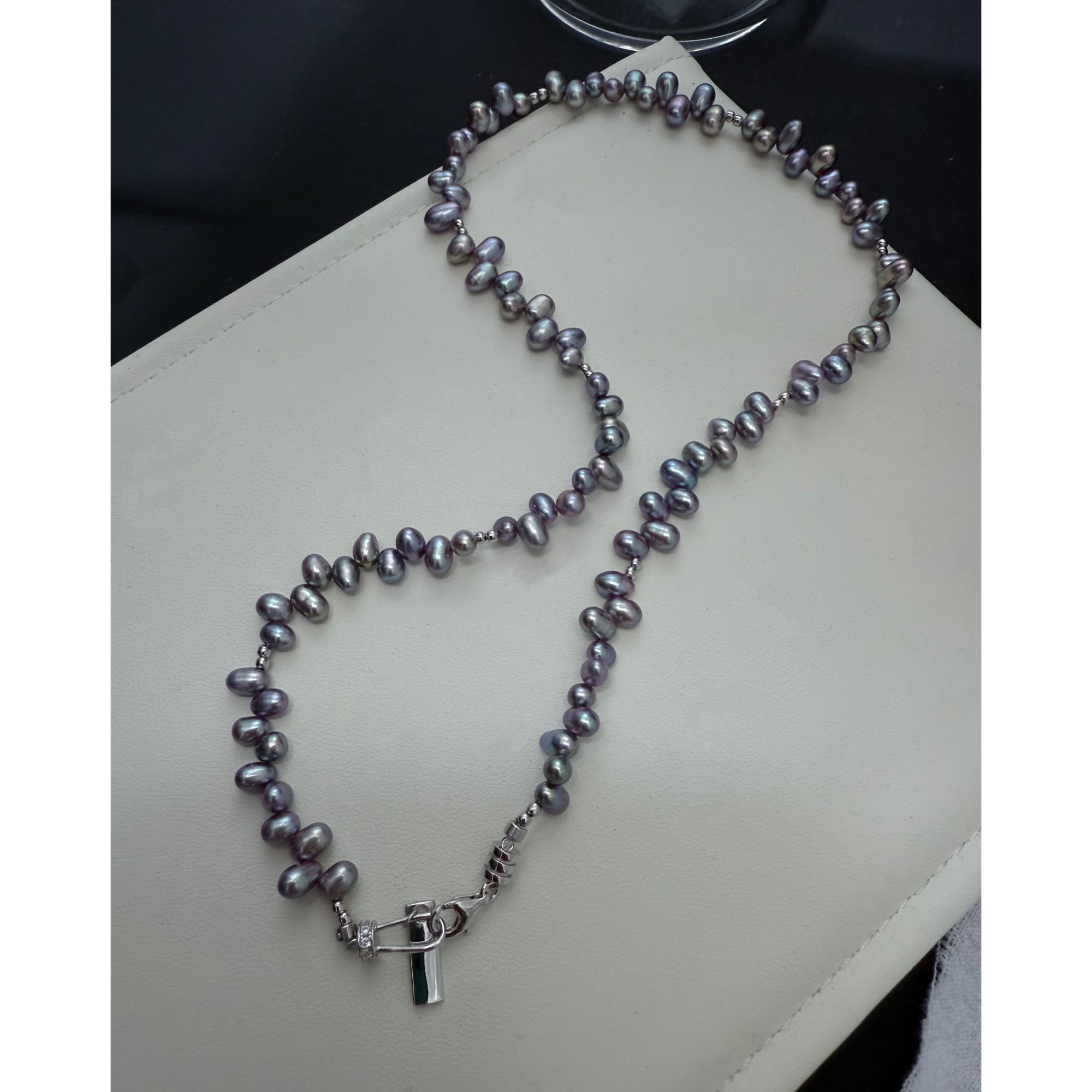 JUNMU天然色孔雀蓝无核紫珠项链百搭锁骨链颈链简约气质choker