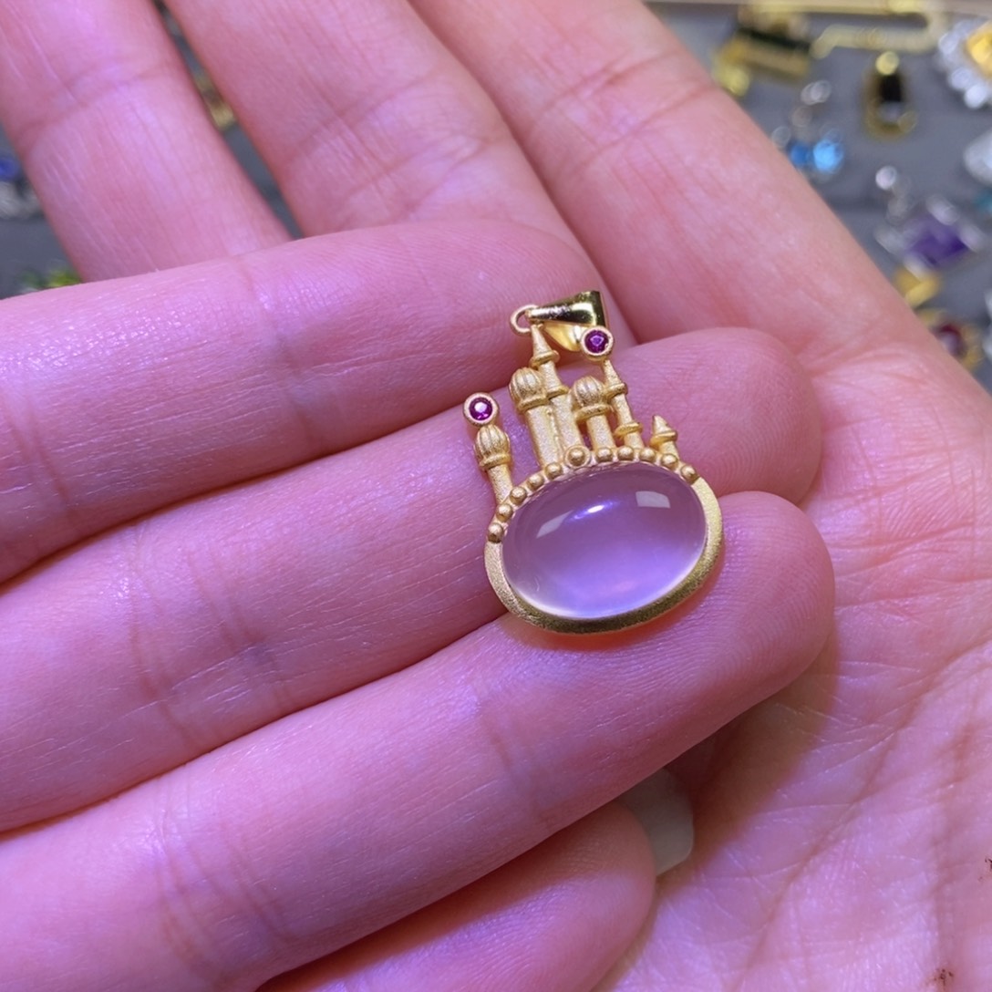 芙蓉石吊坠(不含链)银S925镶嵌