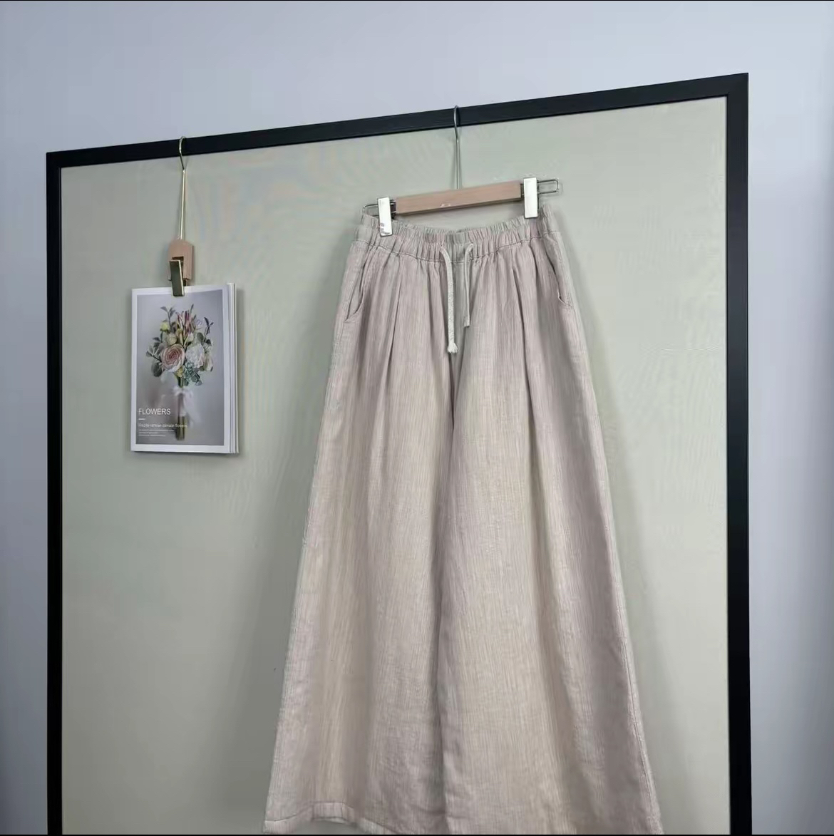 秋冬加厚保暖汉麻阔腿棉裤女松紧腰宽松显瘦百搭直筒休闲长裤