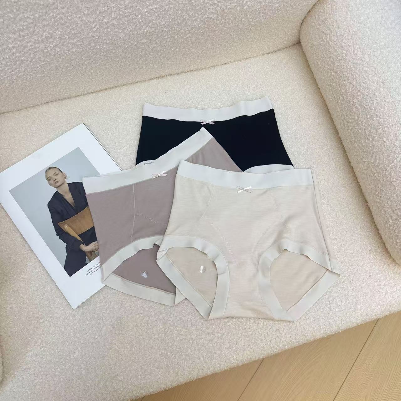 【ZMMY严选私服】冬季新款磨毛舒适立体收腹高腰3条装短裤5121109