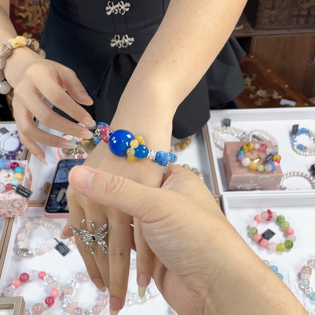 水晶手链银S925镀金镶嵌