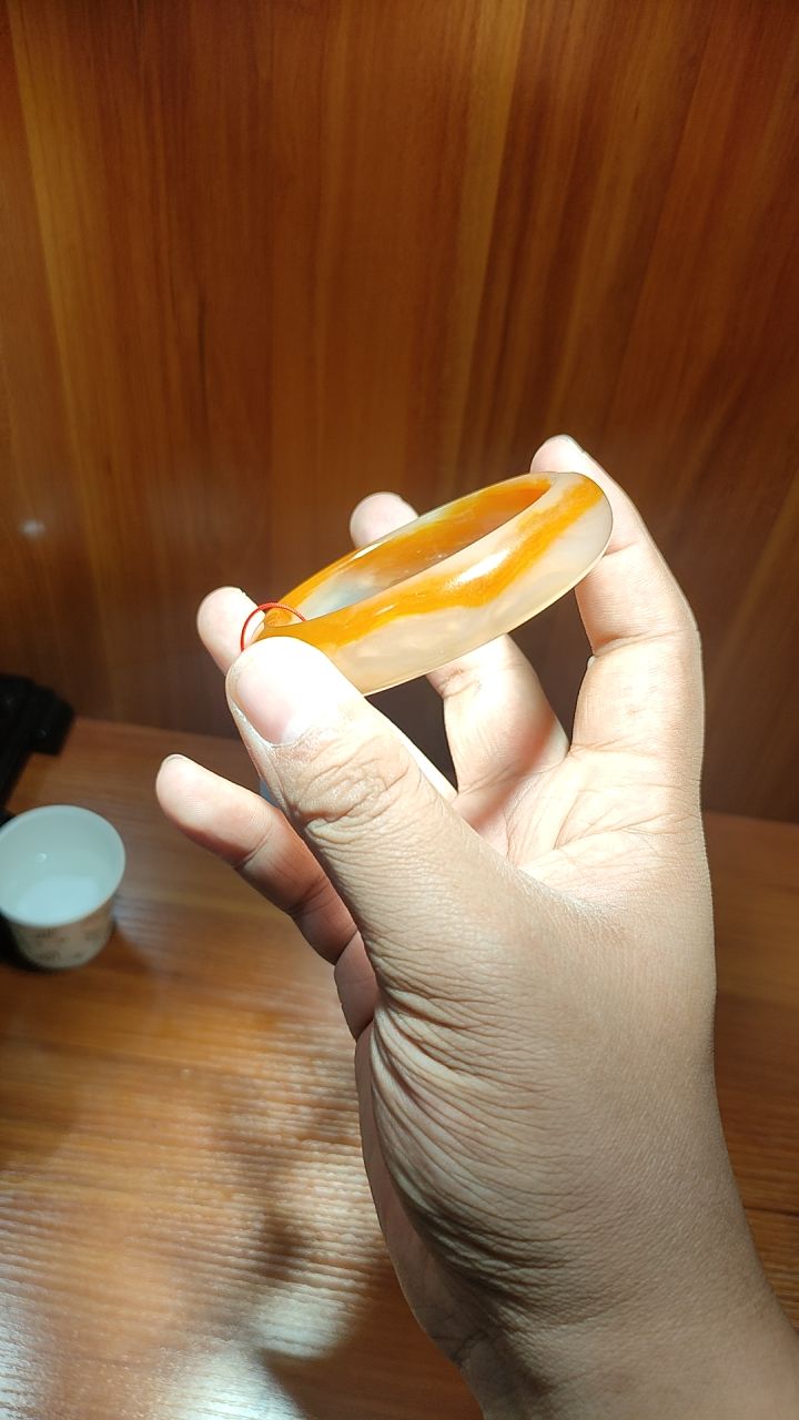 黄龙玉水草花手镯老料