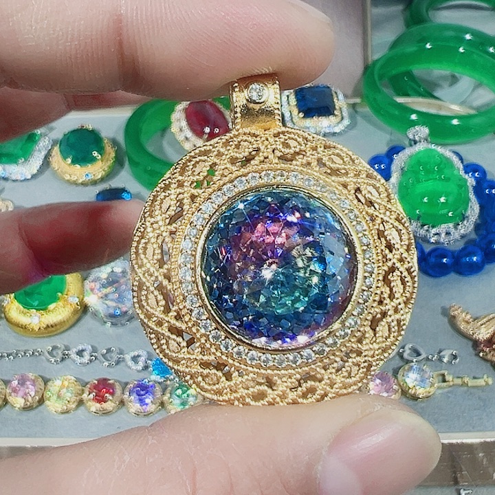 钨金红色蓝色满钻镶嵌