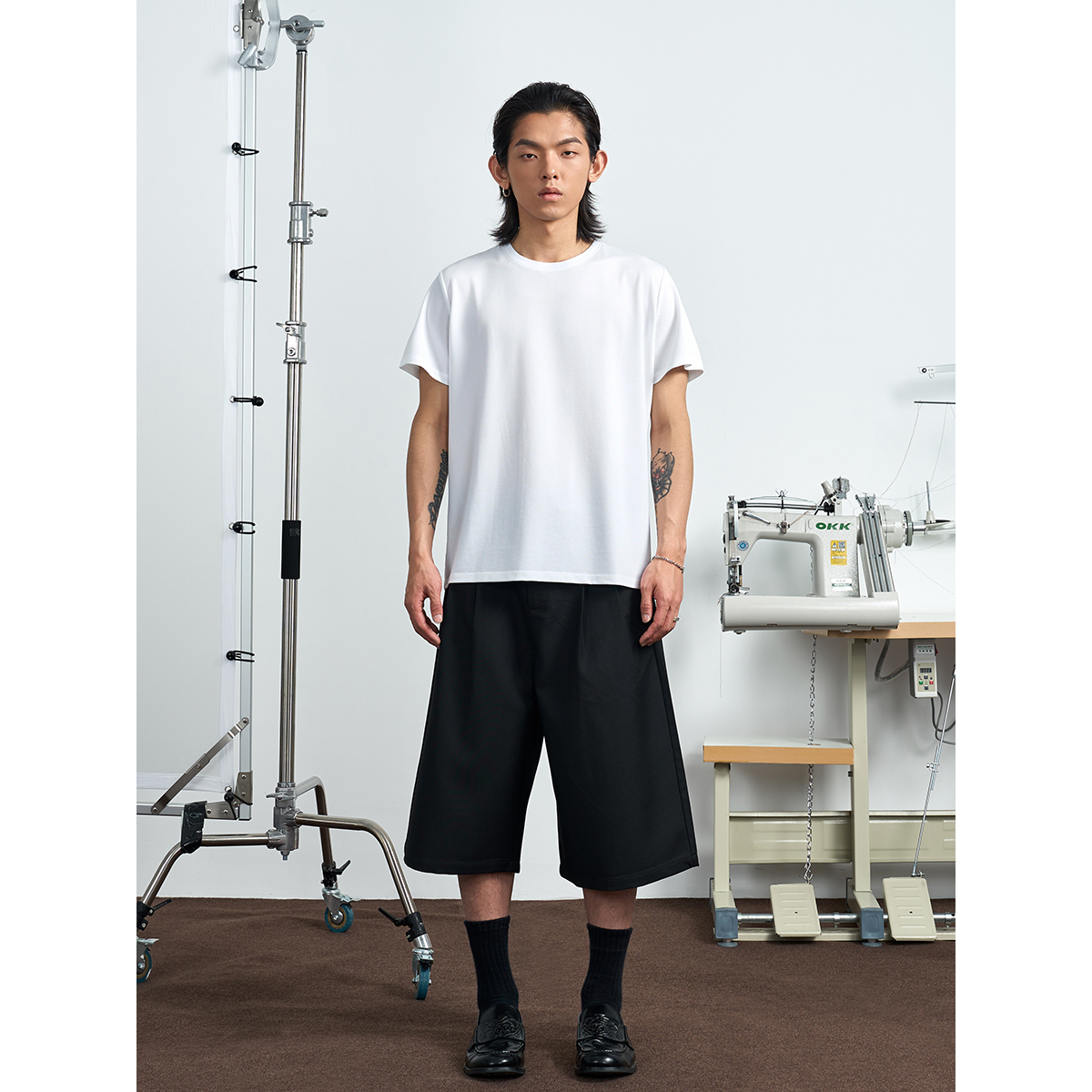 EMULOUS新款桑蚕丝醋酸亚麻黑科技凉感微宽松百搭通勤短袖T恤半袖