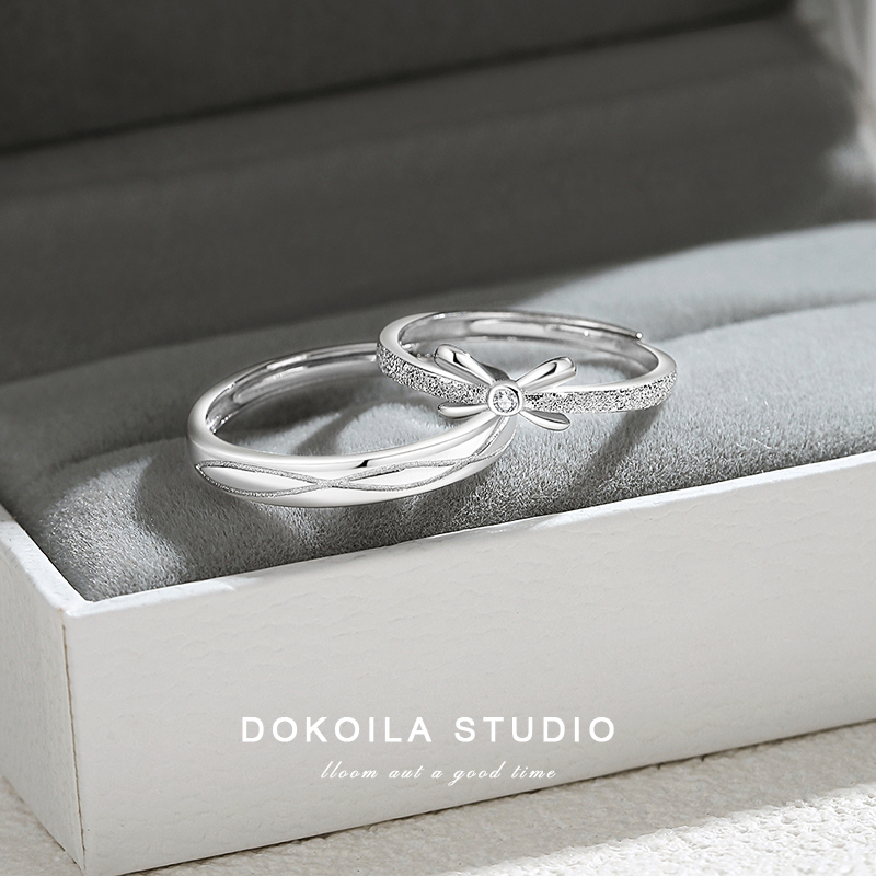 925银戒指 闪耀蝴蝶情侣戒指一对小众高级七夕情人节送男女友礼物