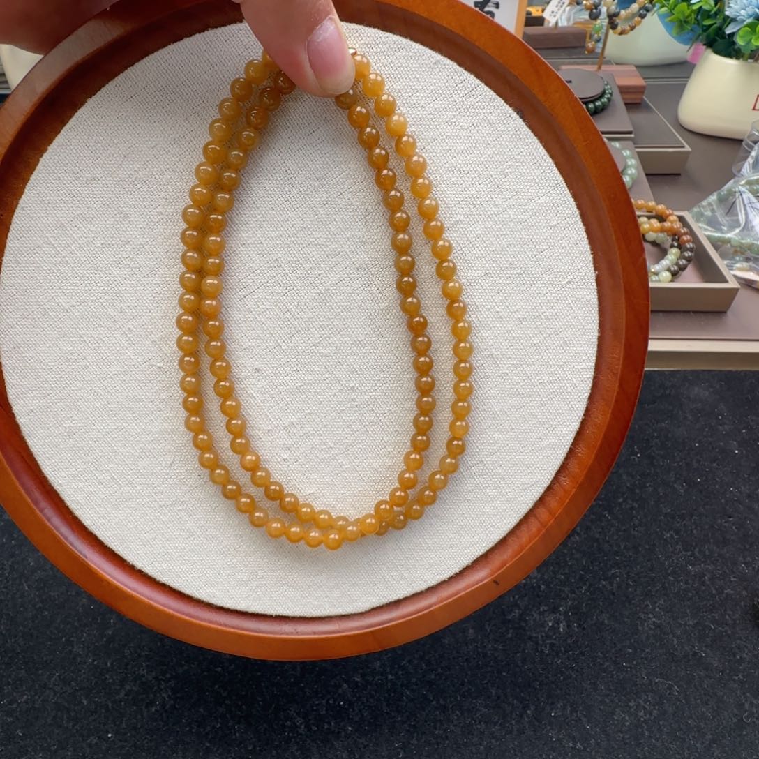 和田玉未镶嵌手链卡6新疆且末金山黄金糖108，73