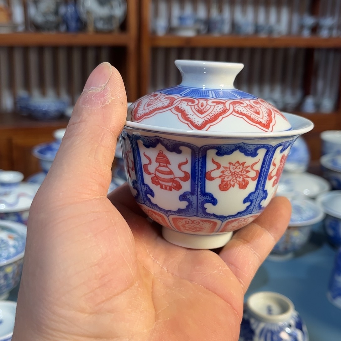 錡镇堂手工手绘盖碗