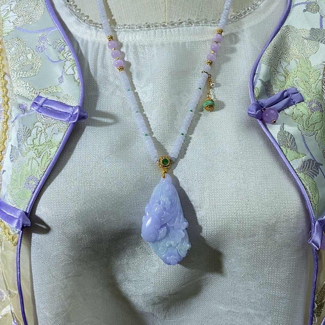 翡翠未镶嵌颈饰翡翠设计款套链