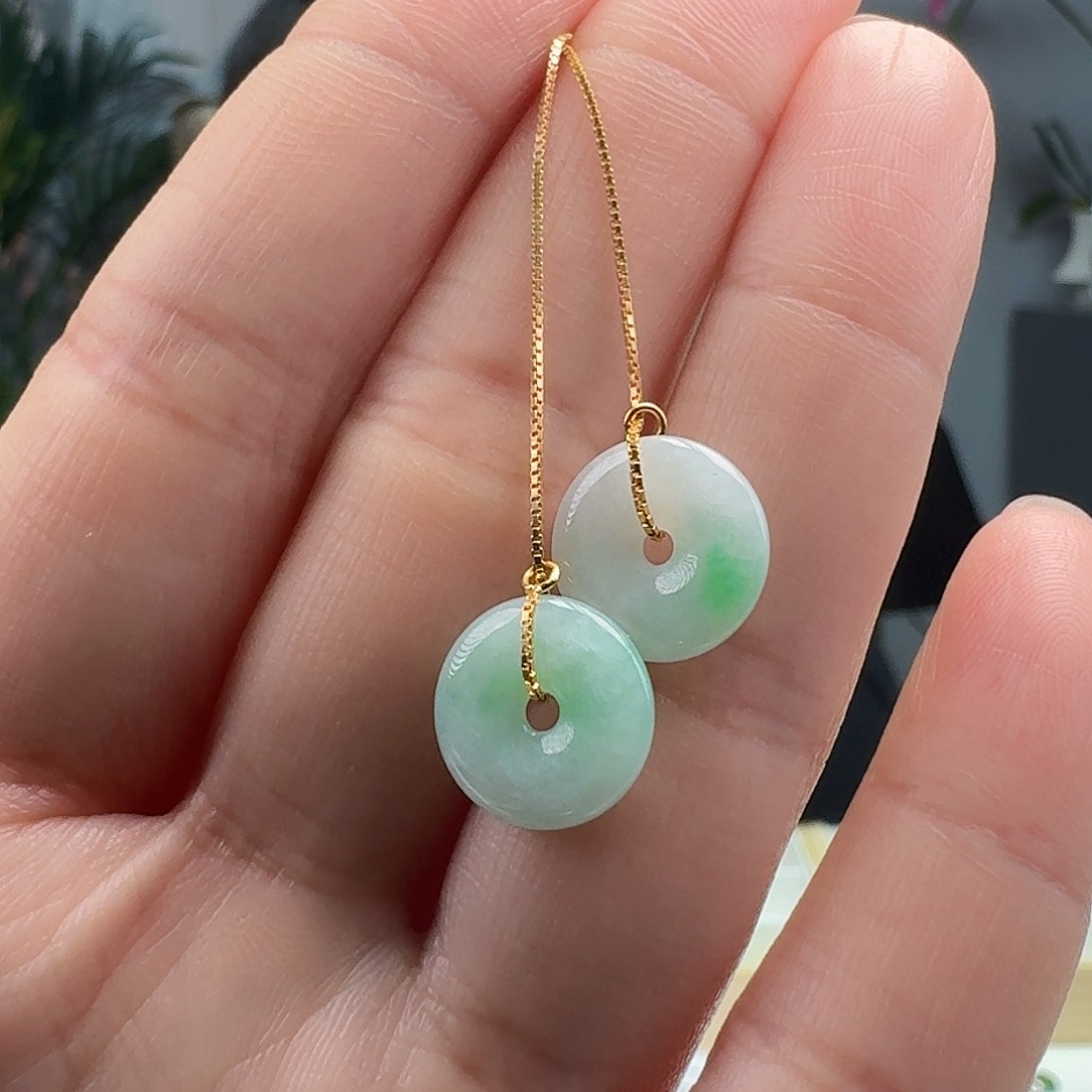 翡翠耳饰银S925镶嵌天然