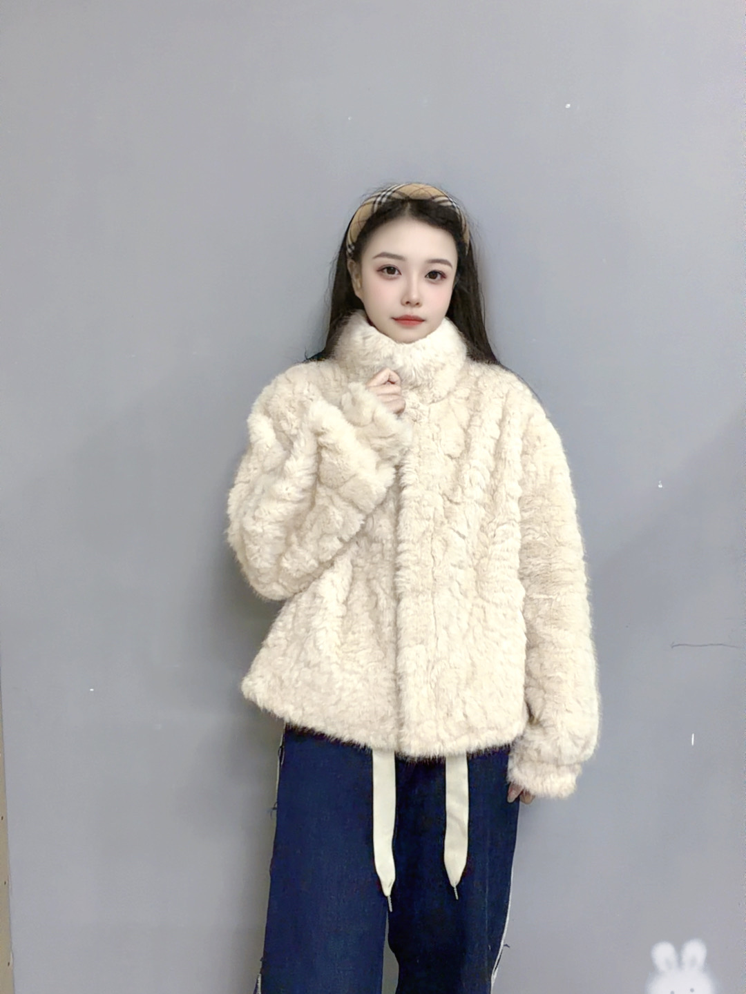 貂绒毛毛外套女短款加厚保暖休闲百搭加绒冬季秋冬学生时尚宽松