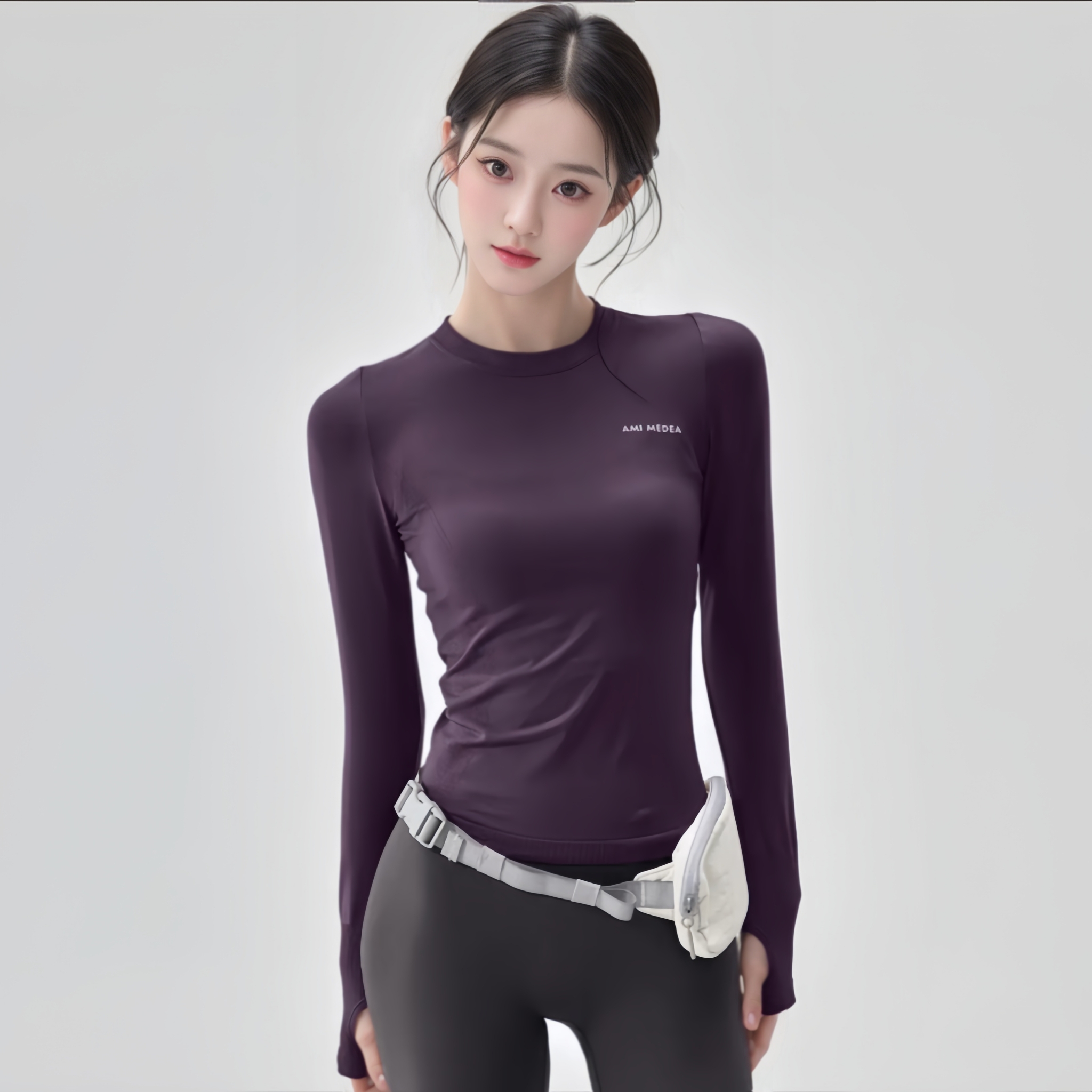 秋冬显瘦瑜伽服女紧身长袖跑步运动速干上衣专业普拉提训练健身服