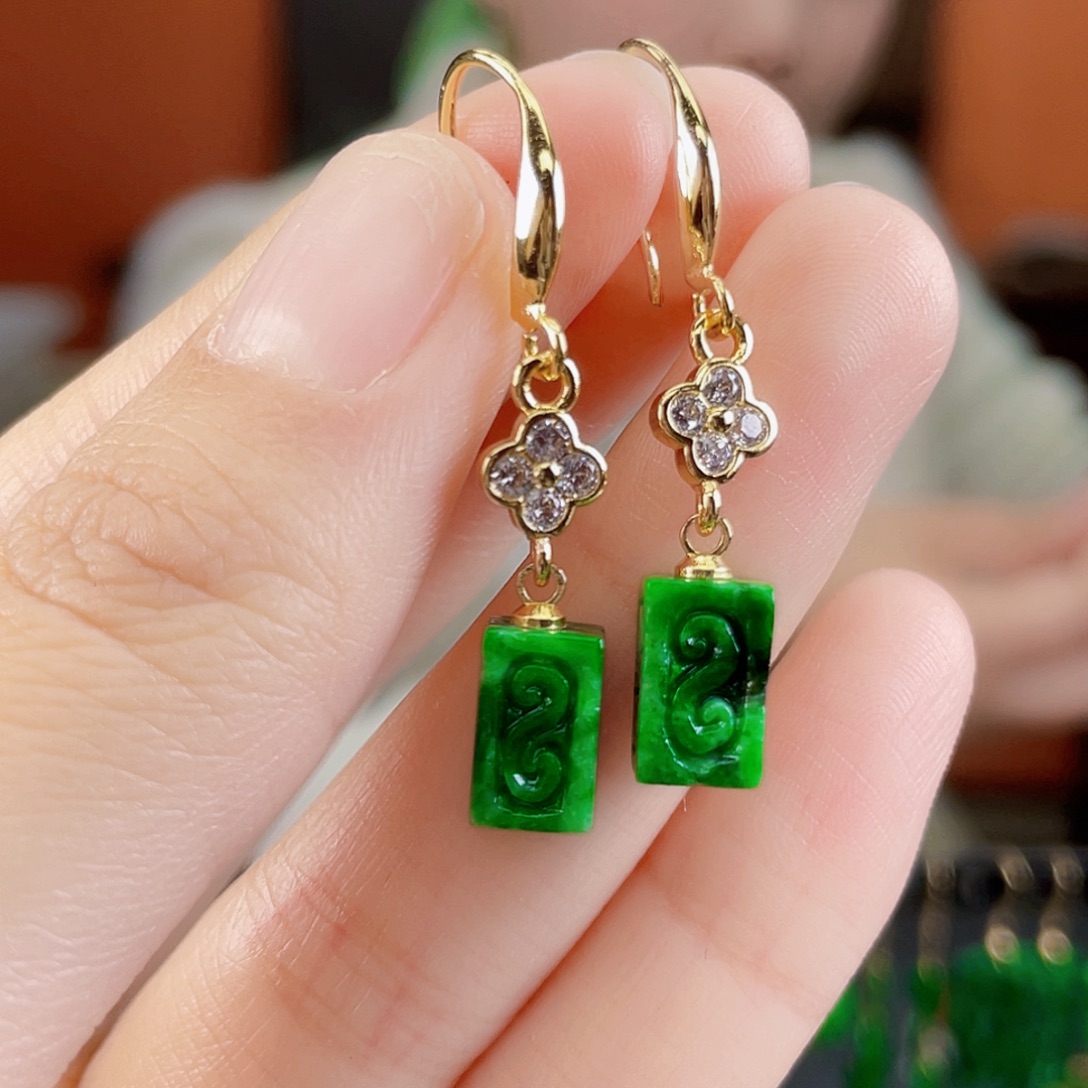 翡翠未镶嵌耳饰饰品