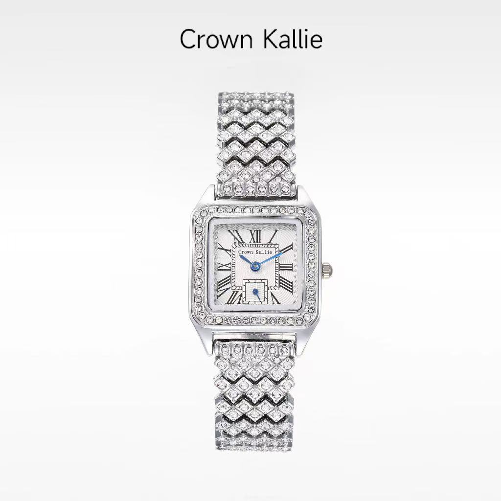 Crown Kallie【维纳斯女神】满天星系列方形气质钢带女士腕表ck8120
