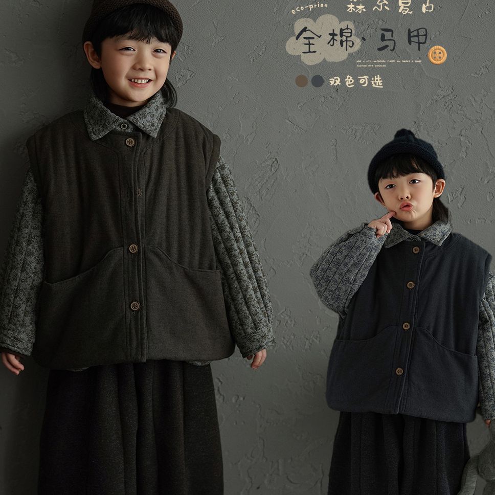 砚台家童装儿童全棉马甲夹棉加厚冬装中小童衣服男童坎肩外穿保暖