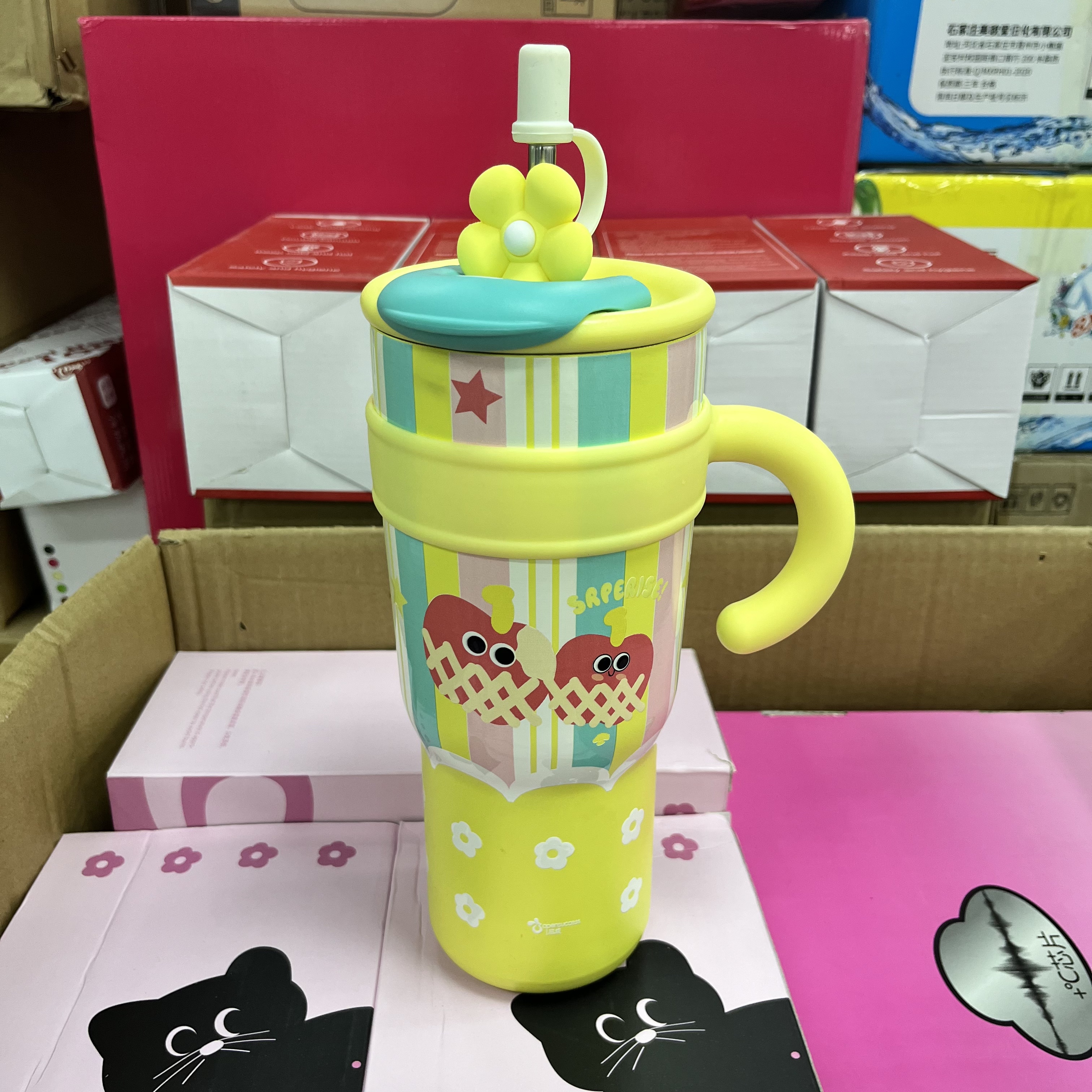 高颜值卡通水杯冰霸杯大容量水杯一个【颜色随机】