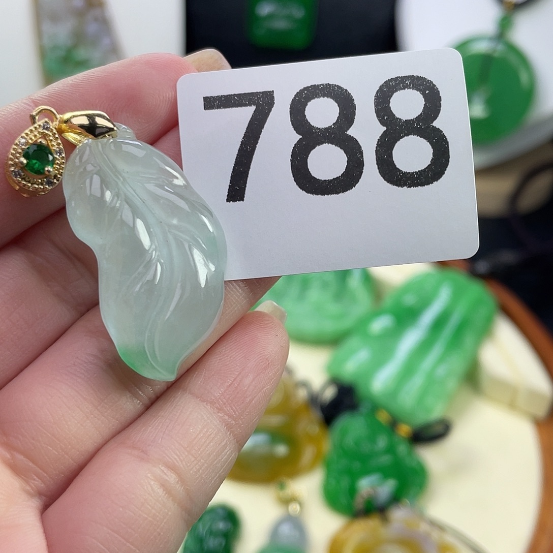 翡翠未镶嵌吊坠(赠链)