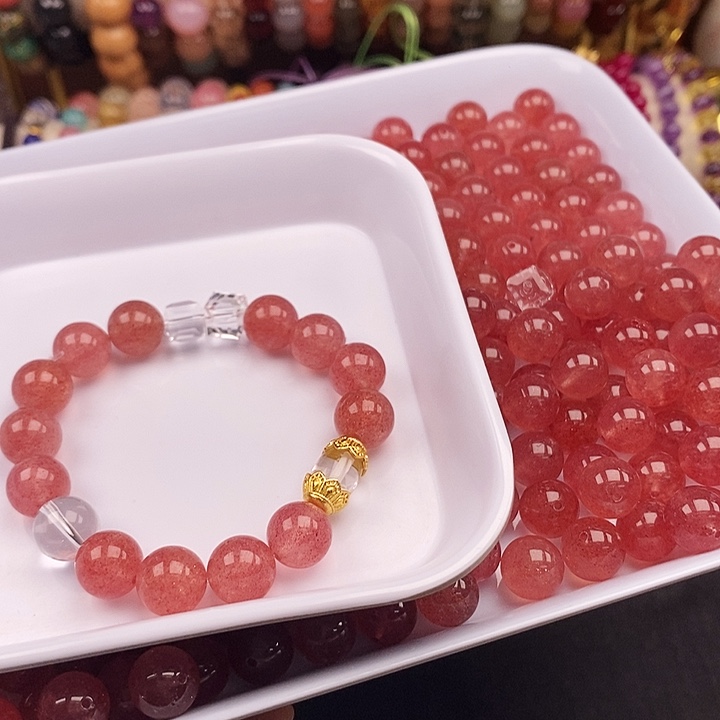 未镶嵌卡10草莓晶20个玛瑙/玉髓