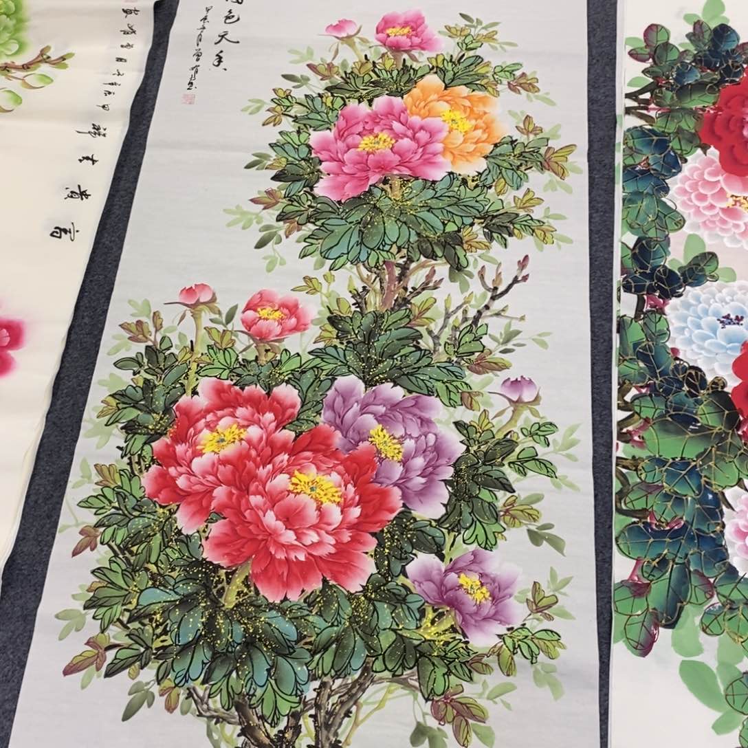 国画140✖️70洒金牡丹花画画画画画画画