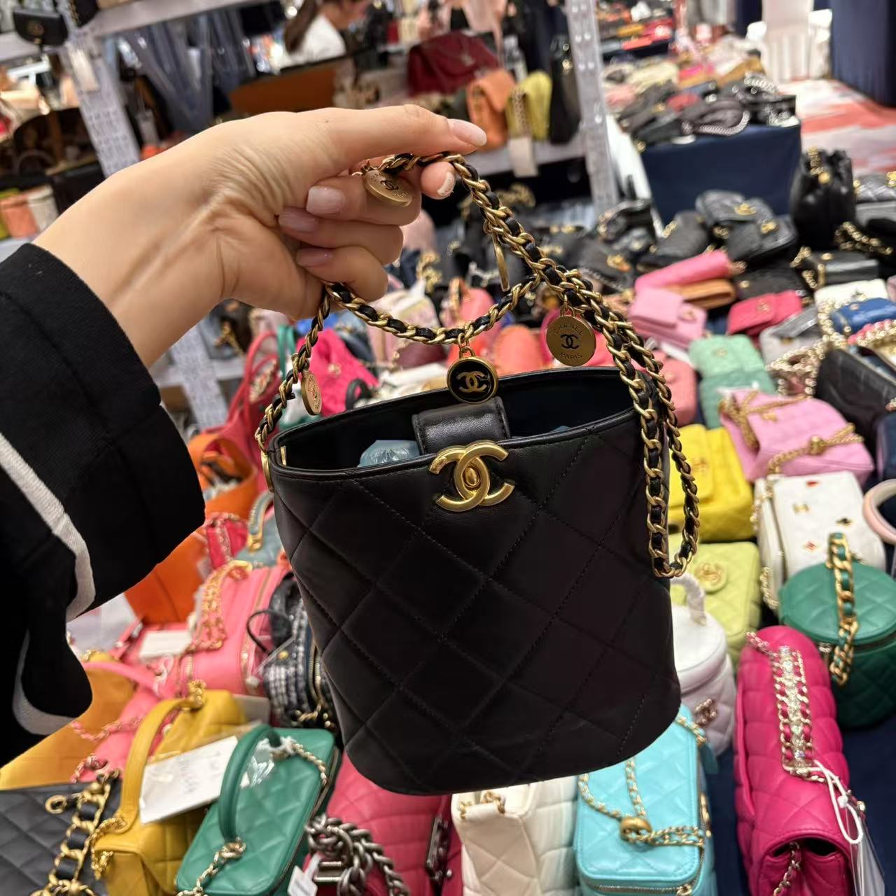 95新 Chanel/香奈儿 金币水桶包/芯片/6.24/晓晓