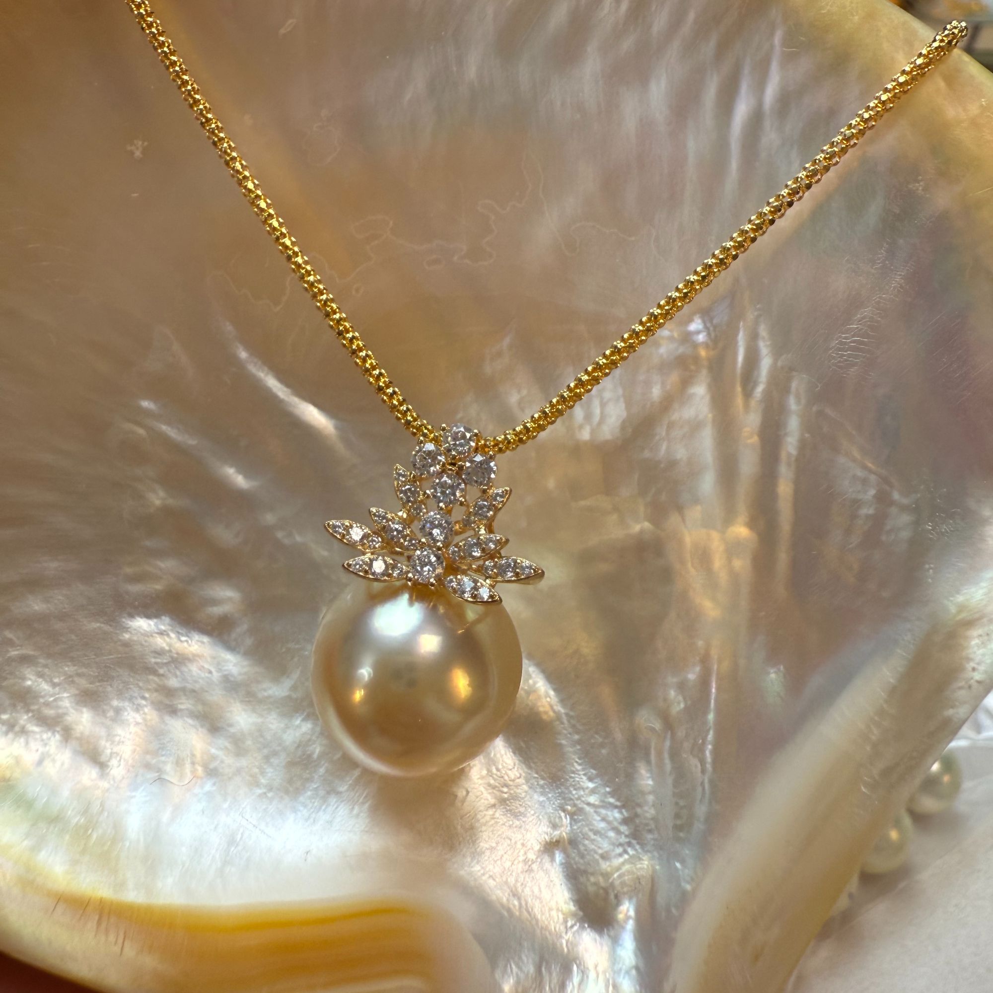 【京京专属】14-15mm爆大点位新款海水南洋金珠吊坠JRSAU01977G