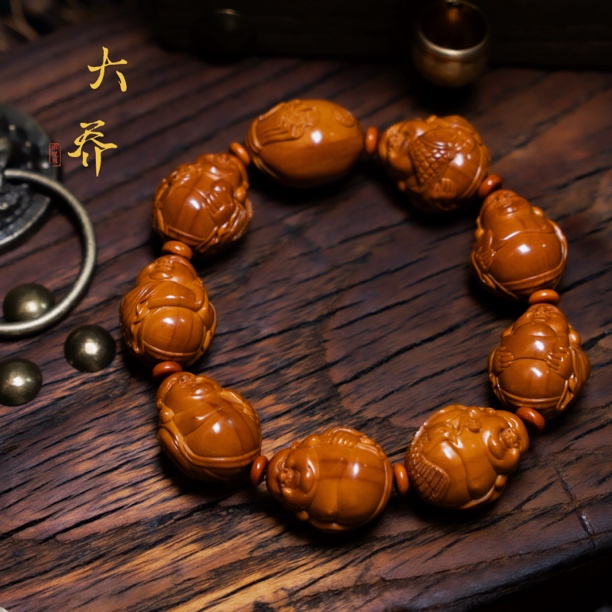 【龙凤米勒】 橄榄核雕刻精品手串 尺寸1.9+ 2.0 