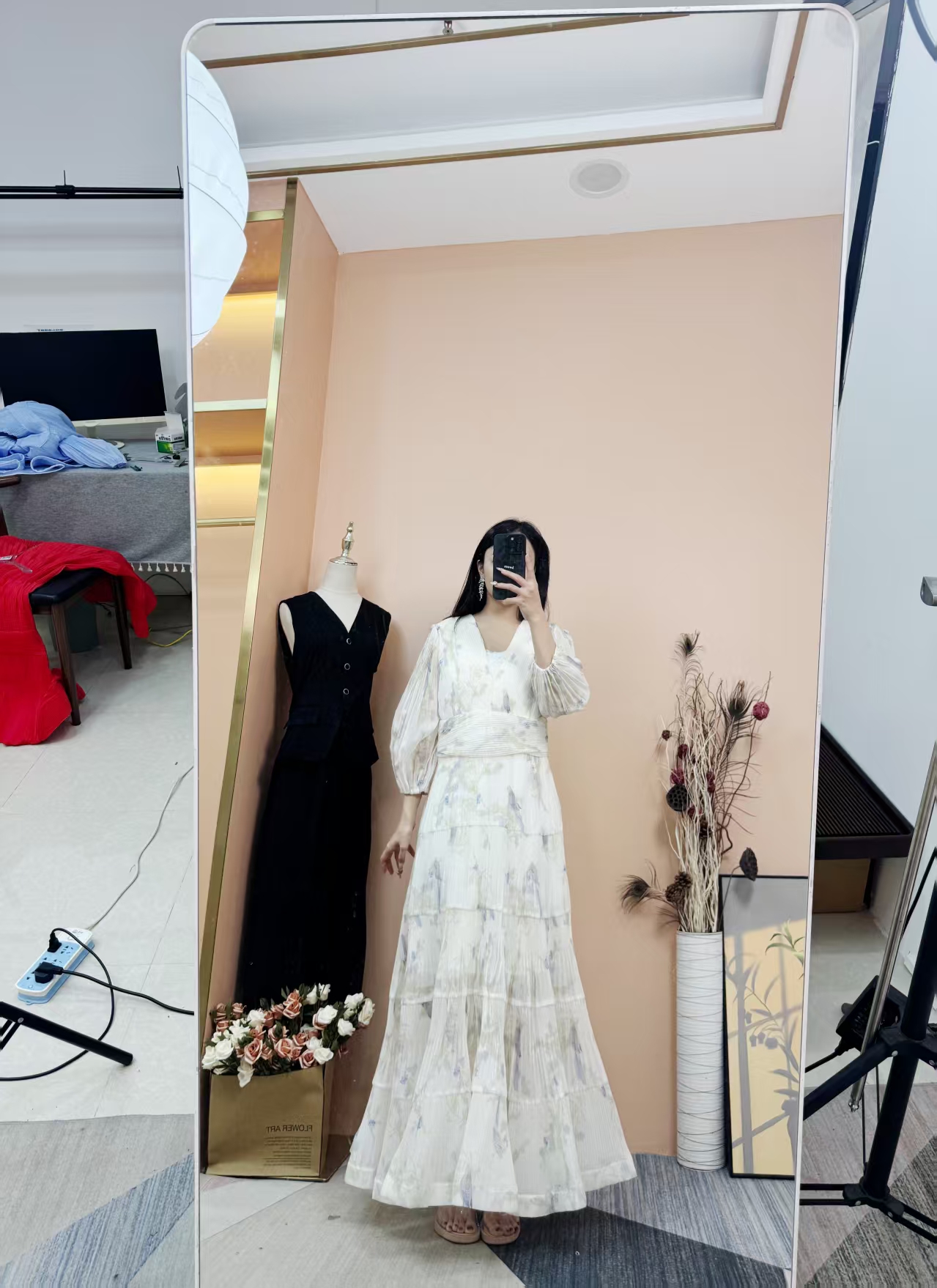 [依易原创]名媛高定轻奢百褶高腰大摆层层蛋糕裙C0703