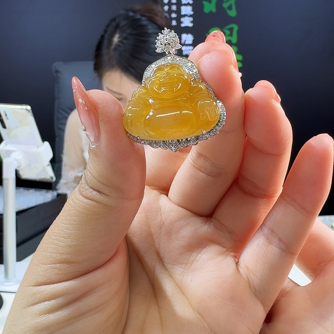 翡翠吊坠(不含链)18K金镶嵌18k镶嵌